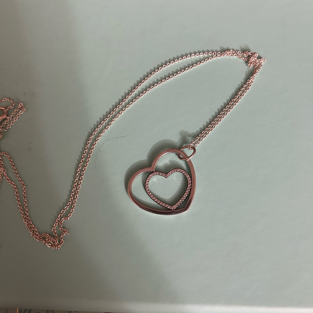 Pandora Double Heart Necklace in sterling silver